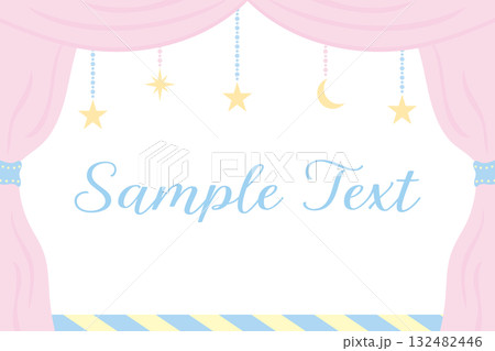 夢かわいい舞台幕のフレームイラスト（パステルカラー） 132482446