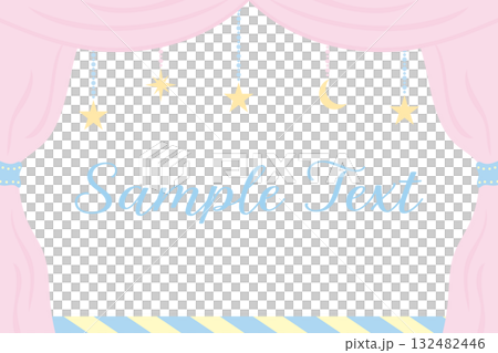 夢かわいい舞台幕のフレームイラスト（パステルカラー） 132482446