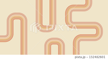 Groovy rainbow lines background. Wavy stripes vintage warm colors cover. Playful squiggle wave arch wall design. Vector retro beige wiggle ornament. Autumn geometric decor backdrop Groovy rainbow lines background. Wavy stripes vintage warm colors cover. Playful squiggle wave arch wall design. Vector retro beige wiggle ornament. Autumn geometric decor backdrop 132482601