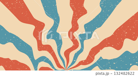 Groovy red and blue circus pinwheel with noise texture. Retro starburst background. Sun rays illustration. Vector wavy carnival decoration. Radial stripes backdrop. Sunburst 70s pop art design Groovy red and blue circus pinwheel with noise texture. Retro starburst background. Sun rays illustration. Vector wavy carnival decoration. Radial stripes backdrop. Sunburst 70s pop art design 132482622