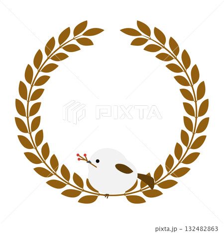 シマエナガと月桂冠フレーム シマエナガと月桂冠フレーム 132482863