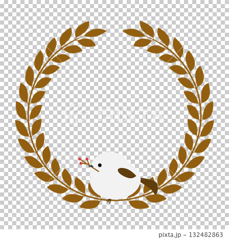 シマエナガと月桂冠フレーム シマエナガと月桂冠フレーム 132482863