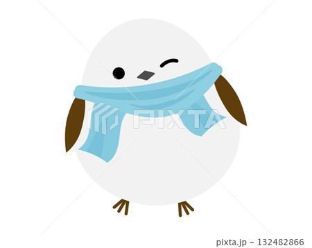 マフラーを巻いてウィンクするシマエナガ マフラーを巻いてウィンクするシマエナガ 132482866