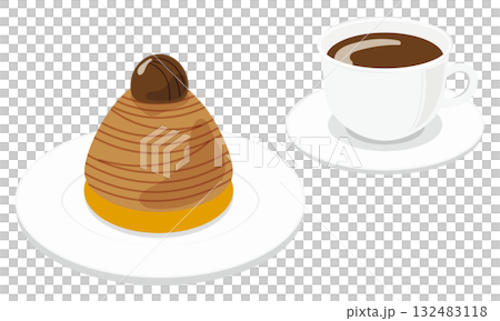 洋栗のモンブランとコーヒーのセット 洋栗のモンブランとコーヒーのセット 132483118