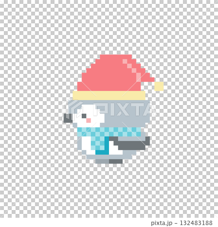 灰色貓頭鷹聖誕老人像素藝術 灰色貓頭鷹聖誕老人像素藝術 132483188