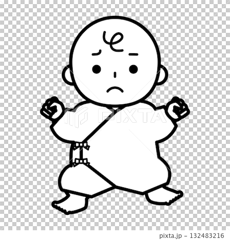 肌着を着た困っている顔の赤ちゃん 肌着を着た困っている顔の赤ちゃん 132483216