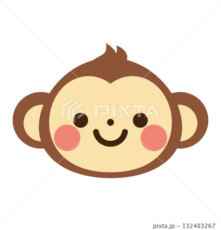 かわいいサルの顔のベクターイラスト 132483267