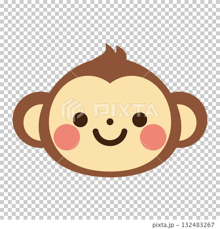 かわいいサルの顔のベクターイラスト 132483267