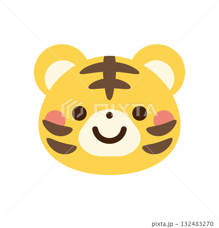 かわいいトラの顔のベクターイラスト 132483270