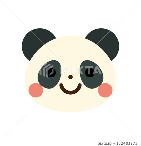 かわいいパンダの顔のベクターイラスト 132483273