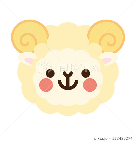 かわいい羊の顔のベクターイラスト 132483274