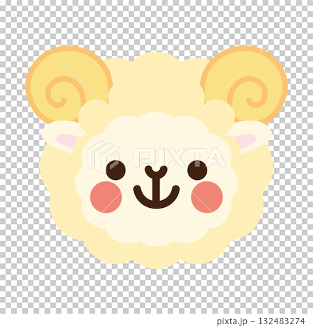 かわいい羊の顔のベクターイラスト 132483274