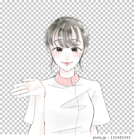 一位微笑的護士引導您的插圖 132483345
