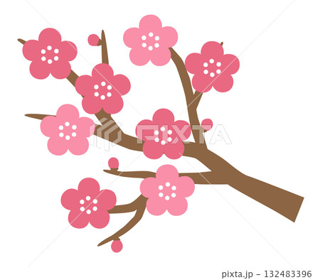 かわいい梅の花のベクターイラスト かわいい梅の花のベクターイラスト 132483396