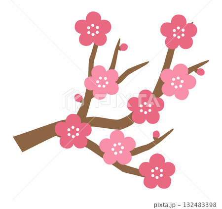 かわいい梅の花のベクターイラスト 132483398