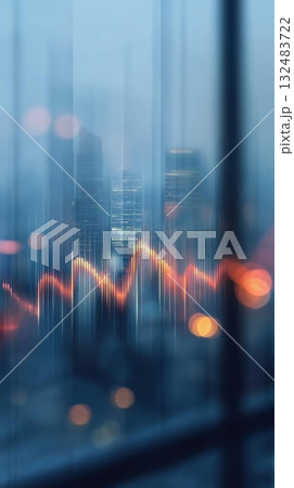 Abstract Cityscape With Light Streaks Overlay 132483722