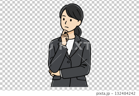 A businesswoman in a thoughtful pose (upper body, simple color) A businesswoman in a thoughtful pose (upper body, simple color) 132484242