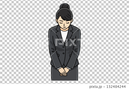 A businesswoman bowing and apologizing (upper body, simple color) A businesswoman bowing and apologizing (upper body, simple color) 132484244