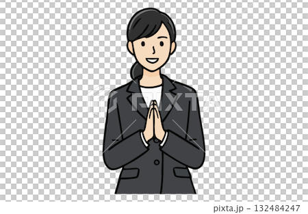 女商人鼓掌慶祝(上半身,簡單的顏色) 女商人鼓掌慶祝(上半身,簡單的顏色) 132484247