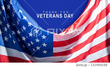 Message of Veterans day with american flag background. Concept of Veteran day, Memorial Day or patriotism Message of Veterans day with american flag background. Concept of Veteran day, Memorial Day or patriotism 132484289