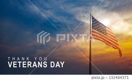 Message of Veterans day with american flag background. Concept of Veteran day, Memorial Day or patriotism Message of Veterans day with american flag background. Concept of Veteran day, Memorial Day or patriotism 132484371