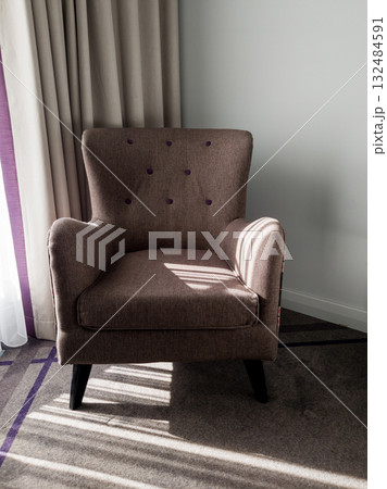 Stylish chair with wooden legs Stylish chair with wooden legs 132484591