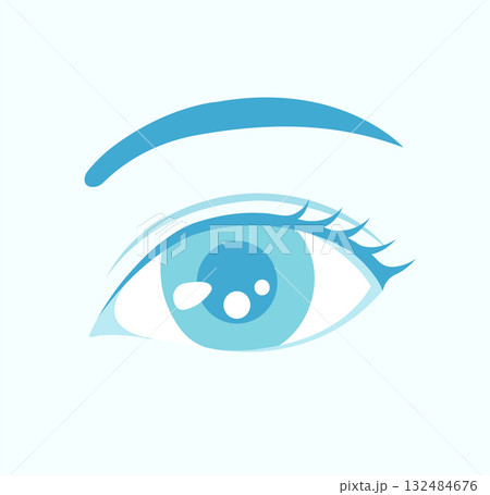 若い女性の目元ズームイラスト / 青トーン 132484676