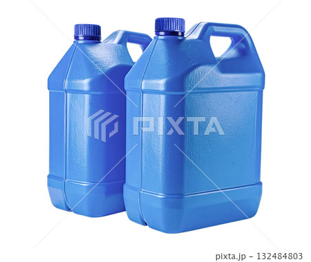 Pair of of blue plastic canisters on a white background 132484803