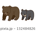 ヒグマとツキノワグマのイラストセット 132484826