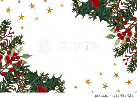 【クリスマス枠】手刺繍イラスト素材 【クリスマス枠】手刺繍イラスト素材 132485428