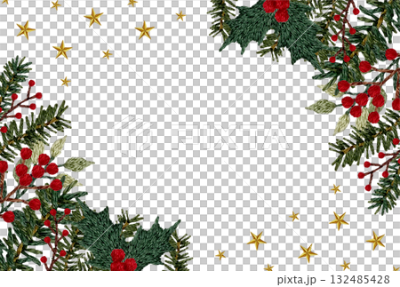 【クリスマス枠】手刺繍イラスト素材 【クリスマス枠】手刺繍イラスト素材 132485428