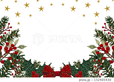 【クリスマス枠】手刺繍イラスト素材 132485430