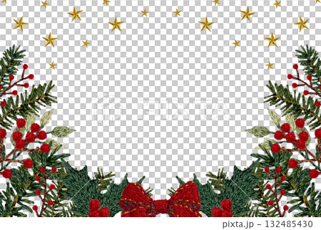 【クリスマス枠】手刺繍イラスト素材 132485430
