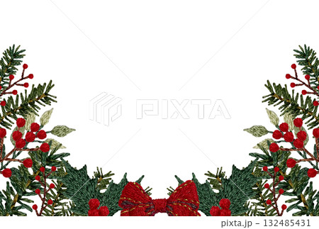 【クリスマス枠】手刺繍イラスト素材 132485431