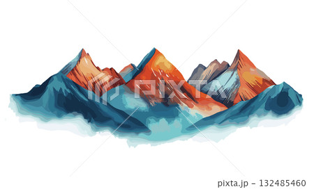 Andes Mountains. Andes Mountains hand drawn watercolor illustration 132485460