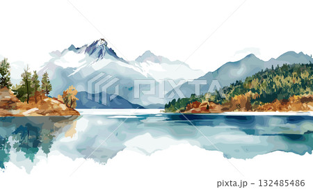 Bariloche. Bariloche hand drawn watercolor illustration 132485486