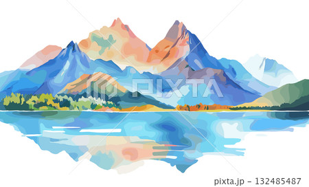 Bariloche. Bariloche hand drawn watercolor illustration 132485487