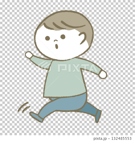 A child running in a good mood Light blue A child running in a good mood Light blue 132485553