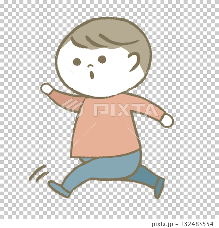 Happy child running pink 132485554