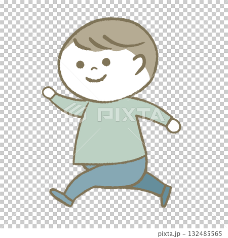 A child running in a good mood Light blue A child running in a good mood Light blue 132485565