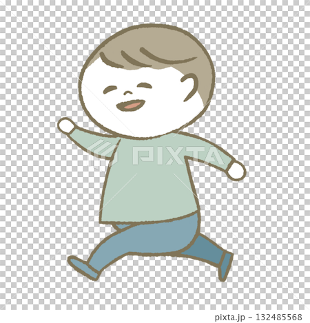 A child running in a good mood Light blue A child running in a good mood Light blue 132485568