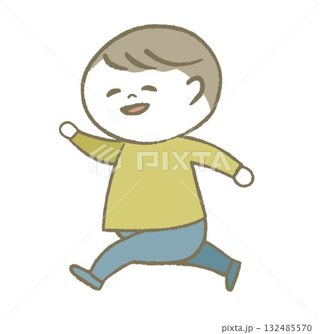 ご機嫌に走る子供 黄色 ご機嫌に走る子供 黄色 132485570