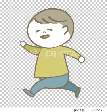 ご機嫌に走る子供 黄色 ご機嫌に走る子供 黄色 132485570