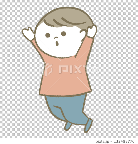 ご機嫌でジャンプする子供 132485776