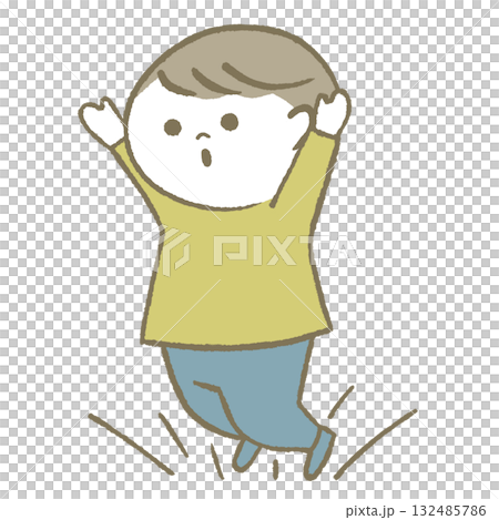 一個孩子高興地跳躍 132485786