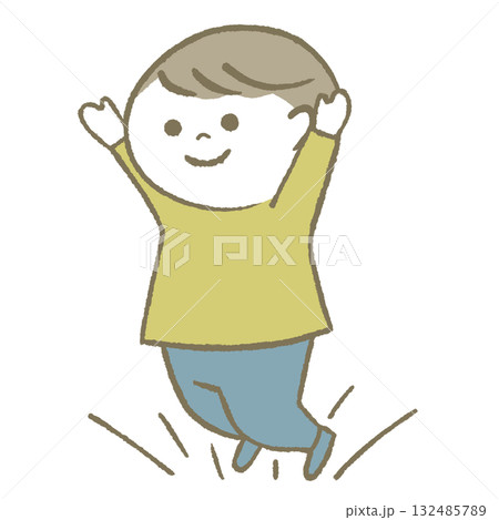 ご機嫌でジャンプする子供 132485789