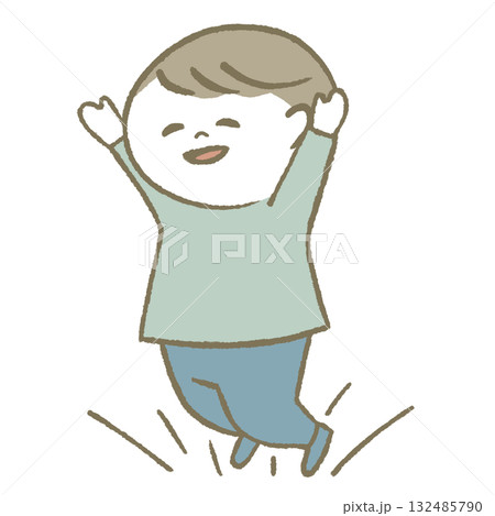 ご機嫌でジャンプする子供 132485790