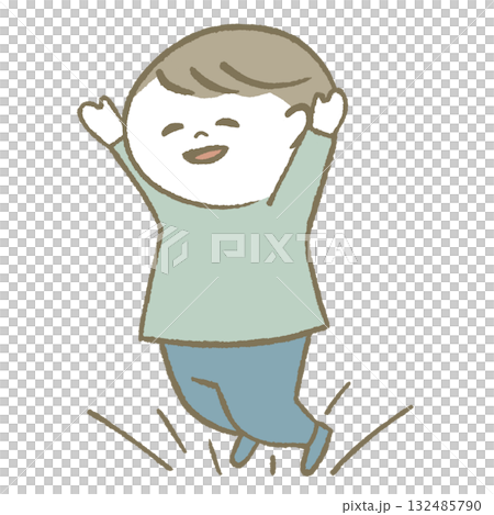 ご機嫌でジャンプする子供 132485790