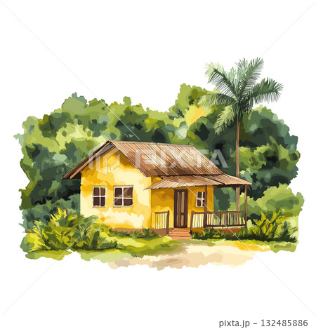 Dadanawa Ranch. Dadanawa Ranch hand drawn watercolor illustration Dadanawa Ranch. Dadanawa Ranch hand drawn watercolor illustration 132485886