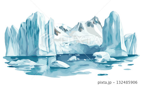 El Calafate. El Calafate hand drawn watercolor illustration El Calafate. El Calafate hand drawn watercolor illustration 132485906